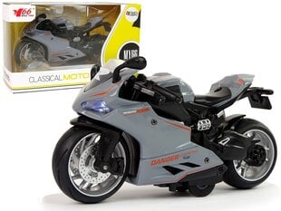 Sportinis motociklas su garso ir šviesos efektais, 1:12, pilkas/oranžinis цена и информация | Игрушки для мальчиков | 220.lv