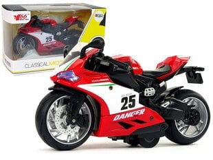 Sportinis motociklas su garso ir šviesos efektais, 1:12, raudonas цена и информация | Конструктор автомобилей игрушки для мальчиков | 220.lv