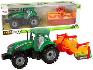 Traktors ar kultivatoru Lean Toys, zaļš/oranžs cena un informācija | Rotaļlietas zēniem | 220.lv