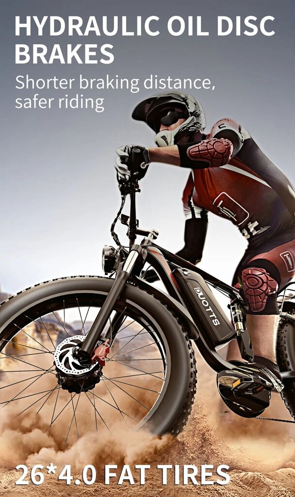Elektriskais velosipēds Duotts S26, melns/sarkans cena un informācija | Elektrovelosipēdi | 220.lv