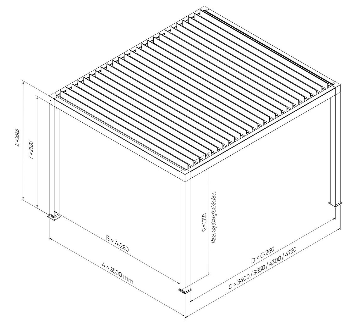 Nojume Pergola 475x350, pelēka cena un informācija | Dārza nojumes un lapenes | 220.lv