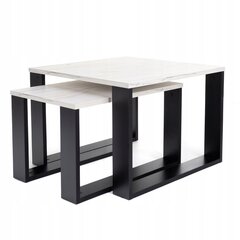 Kafijas galdiņu komplekts Lehmann Loft Retro Bench, 60x60x42 cm, balts cena un informācija | Žurnālgaldiņi | 220.lv
