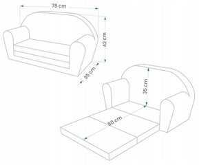 Bērnu dīvāns ar iespēju paplašināt Tex-Im, SM25, daudzkrāsains cena un informācija | Sēžammaisi, klubkrēsli, pufi bērniem | 220.lv