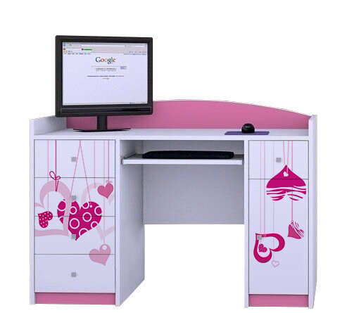 Rakstāmgalds Happy Babies Happy B01, balts/rozā цена и информация | Datorgaldi, rakstāmgaldi, biroja galdi | 220.lv