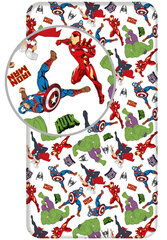 Avengers White Детская простыня с резинкой 90x200 cm цена и информация | Простыни | 220.lv