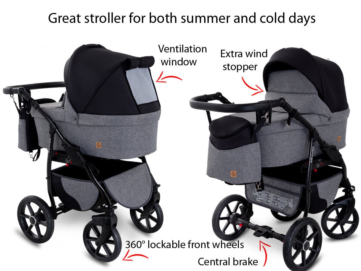 Universālie rati Boston Travel System 3in1, Green cena un informācija | Bērnu rati | 220.lv