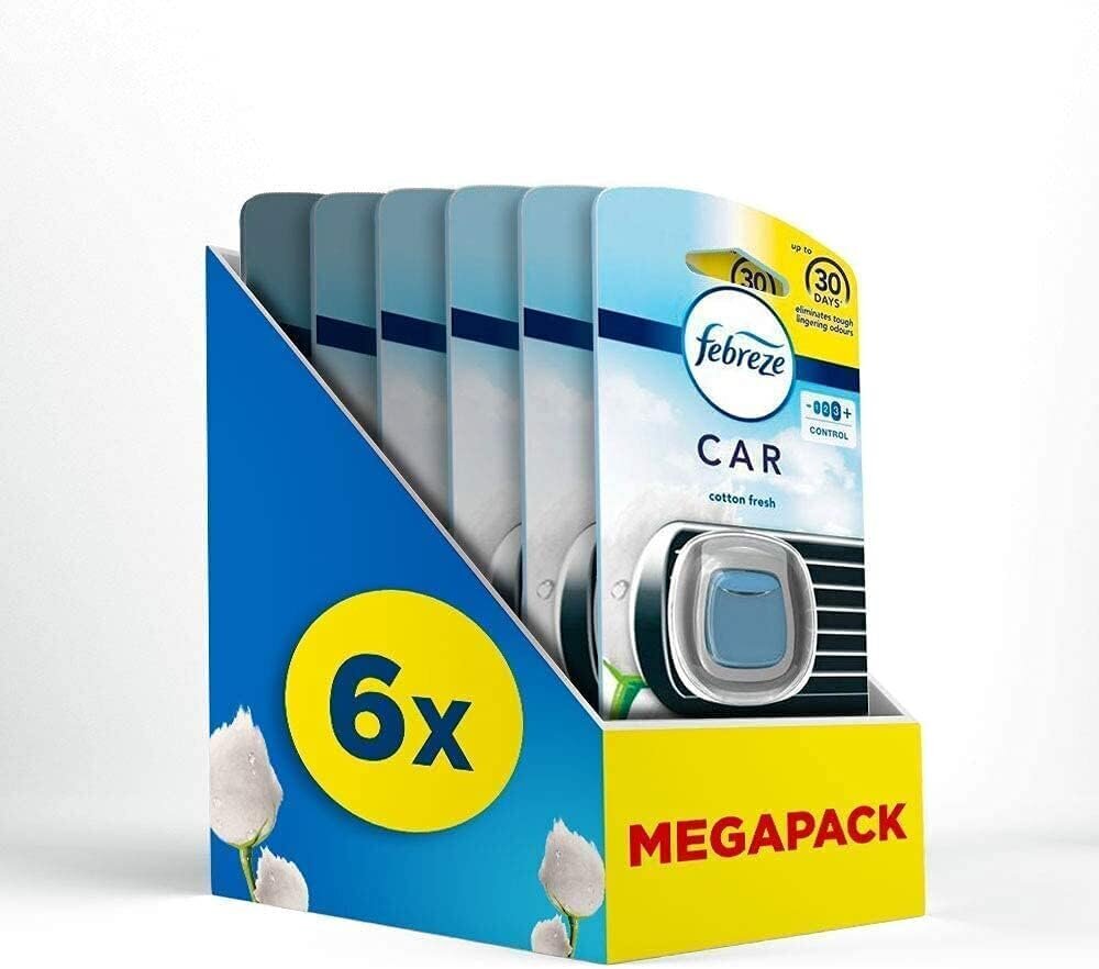 FeBreze automašīnas gaisa atsvaidzinātājs (12 ml) tīrs svaigums, automašīnas aromāts pret smaržām (6 x 2 ml) cena un informācija | Auto gaisa atsvaidzinātāji | 220.lv