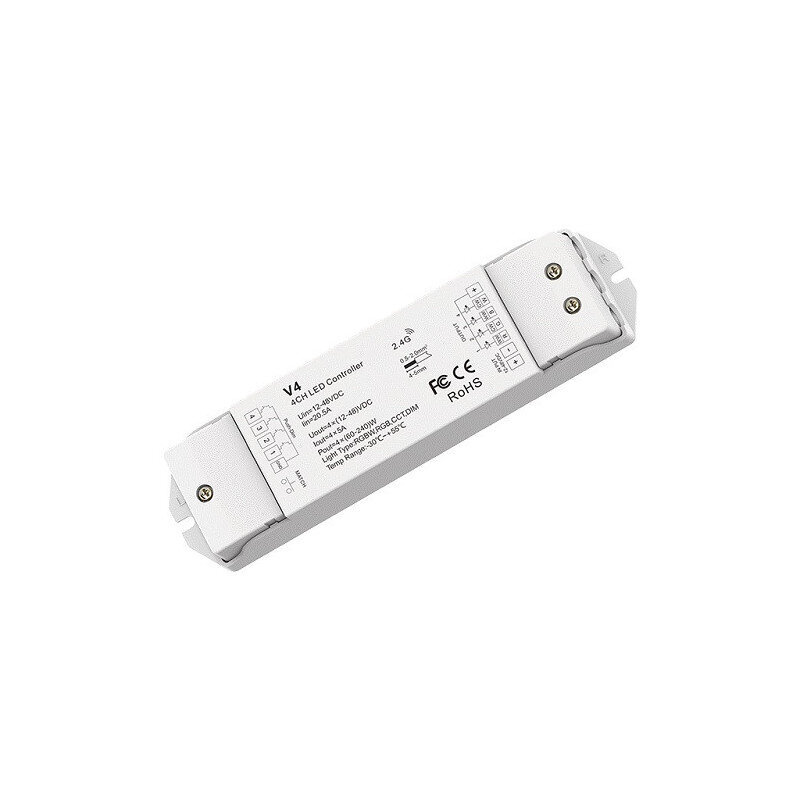 V4 līdzstrāvas sprieguma RGB/ RGBW/ CCT kontrolieris 12-48V, 4x5A, + Push DIM cena un informācija | LED lentes | 220.lv