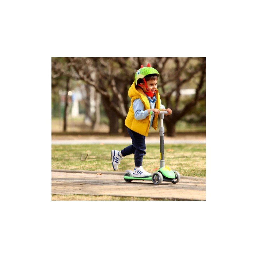 Trīsriteņu skrejritenis ar spīdošiem riteņiem RoyalBaby, zaļš/pelēks цена и информация | Skrejriteņi | 220.lv