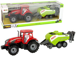 Traktors ar sējmašīnu Lean Toys, sarkans/zaļš cena un informācija | Rotaļlietas zēniem | 220.lv