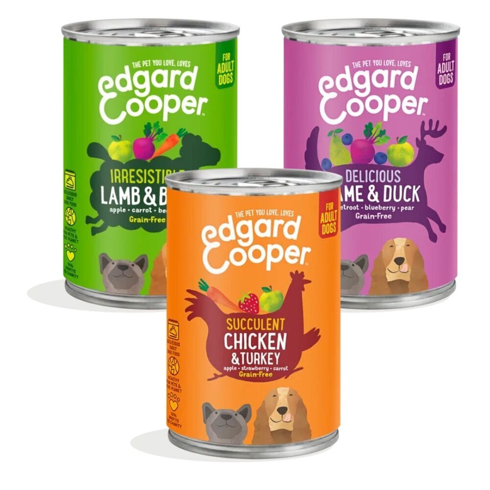 Edgard & Cooper ar vistas un tītara gaļu, medījuma gaļu, ar jēra gaļu un liellopu gaļu, 6x400 g cena un informācija | Konservi kaķiem | 220.lv