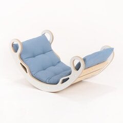 Koka šūpuļkrēsls bērniem ar spilvenu, zils цена и информация | Игрушки для малышей | 220.lv