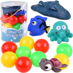 Vannas rotaļlietu komplekts Jūras dzīvnieki un bumbiņas, 13 d. cena un informācija | Rotaļlietas zīdaiņiem | 220.lv