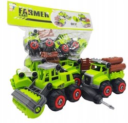 Skrūvējamās mašīnas, traktori, 4 gab. cena un informācija | Rotaļlietas zēniem | 220.lv