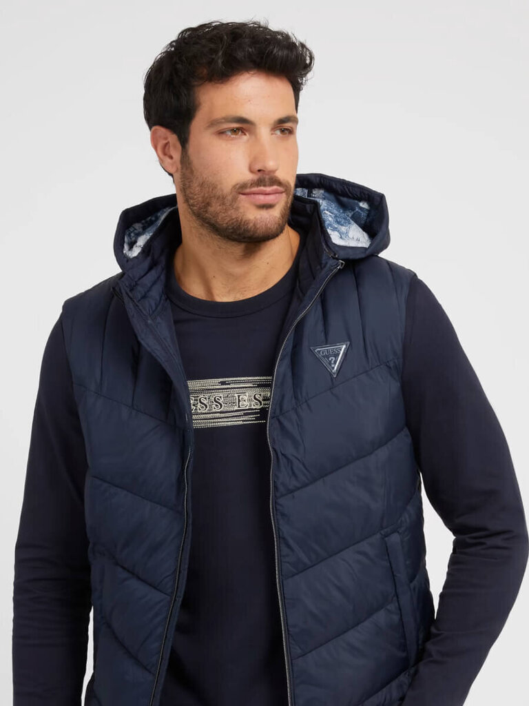 Veste vīriešiem Guess Jeans Super Light Puffer Smart Blue 563935600, zila cena un informācija | Vīriešu vestes | 220.lv