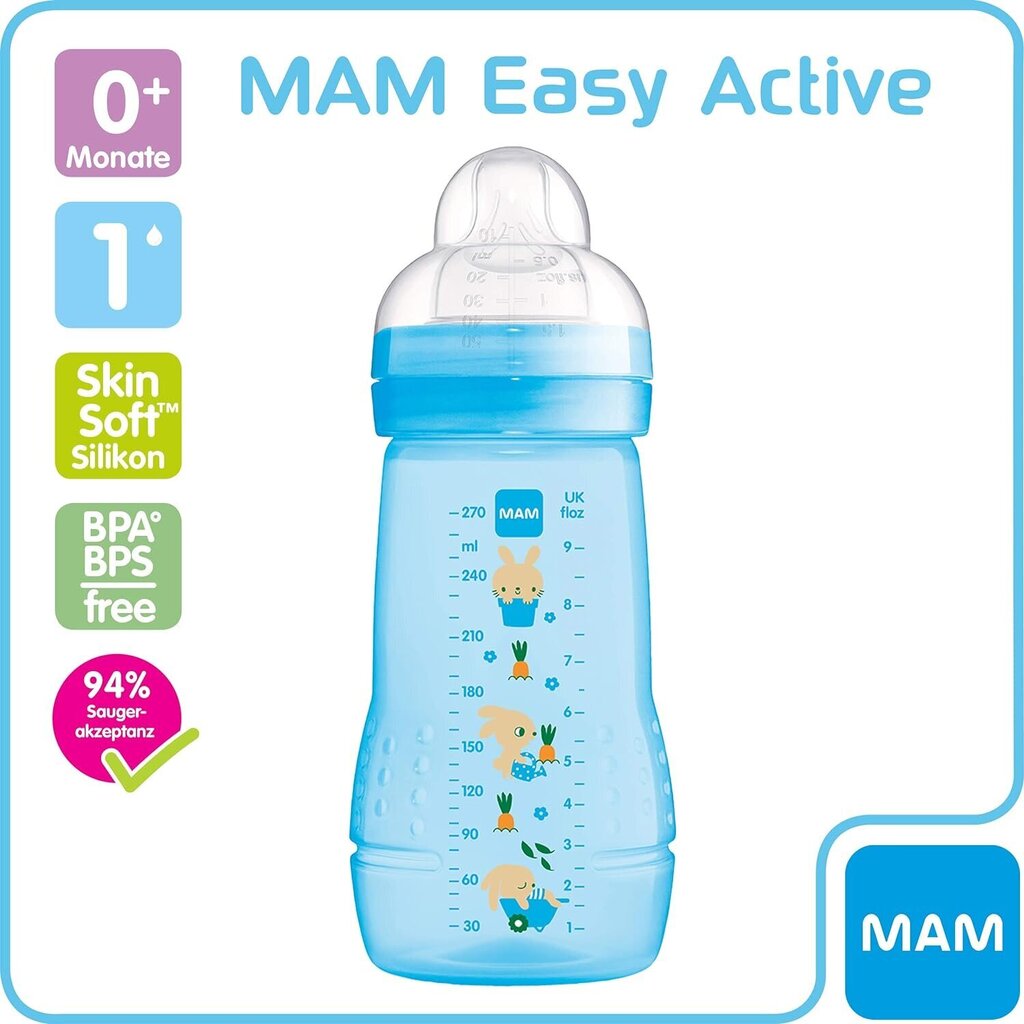 Bērnu pudelīte Mam Easy Active, 0m+ цена и информация | Bērnu pudelītes un to aksesuāri | 220.lv