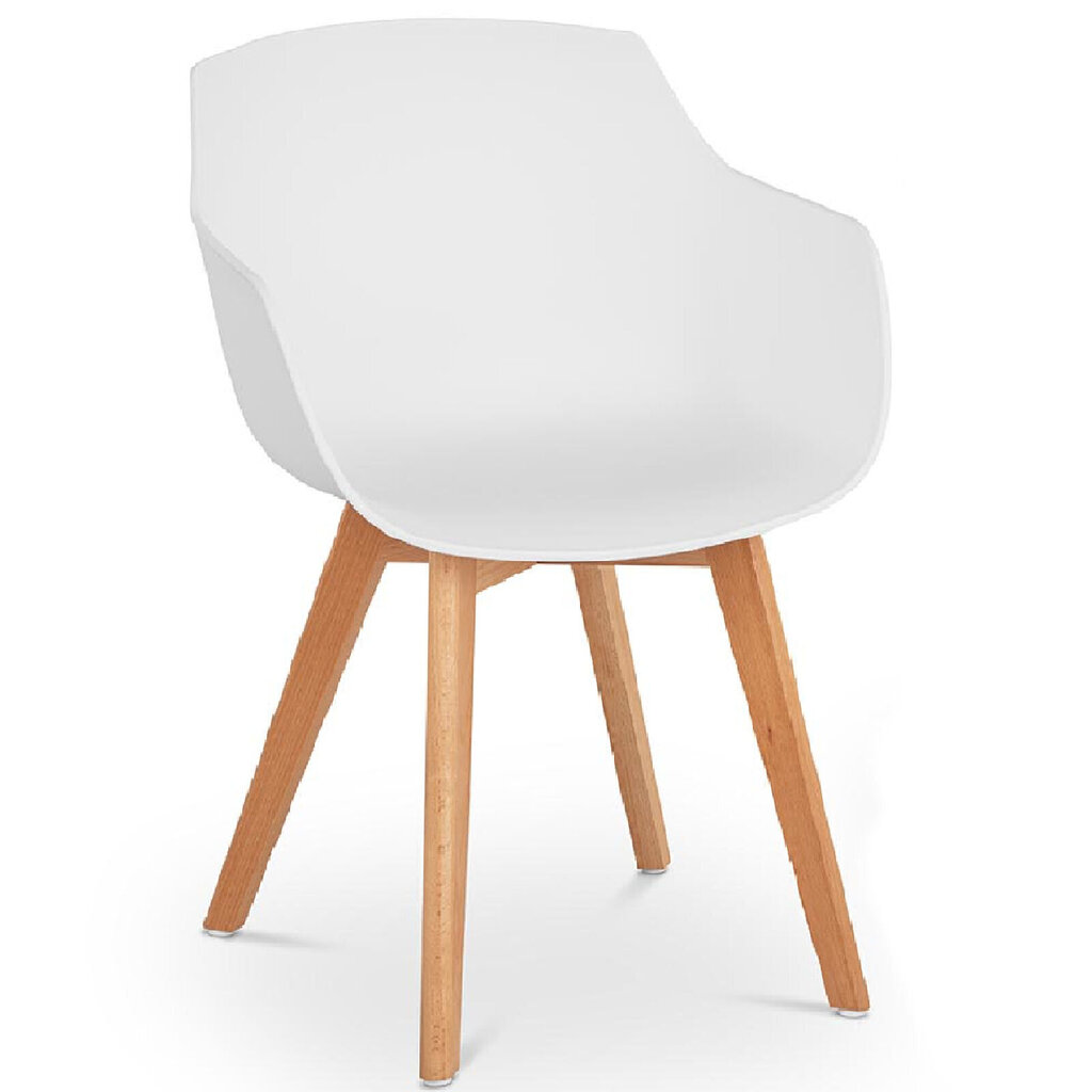 Skandināvu plastmasas krēsls ar koka kājām, 2 gab., balts цена и информация | Biroja krēsli | 220.lv