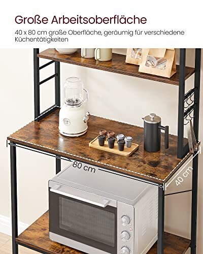 Vasagle KKS019B01 Virtuves atvērtais plaukts, vintage brūns/melns cena un informācija | Virtuves skapīši | 220.lv
