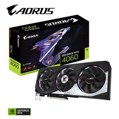 Gigabyte Aorus GeForce RTX 4060 Elite 8G (GV-N4060AORUS E-8GD) цена и информация | Видеокарты (GPU) | 220.lv