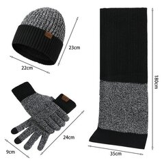 Зимний комплект (перчатки, шарф, шапка), черный M12112101-1 цена и информация | Мужские шарфы, шапки, перчатки | 220.lv