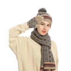 Зимний комплект (перчатки, шарф, шапка), бежевый M1211031-2 цена и информация | Женские шапки | 220.lv