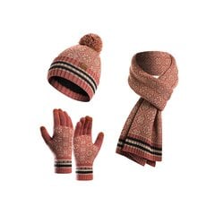 Зимний комплект (перчатки, шарф, шапка), розовый M1211031-1 цена и информация | Женские шапки | 220.lv