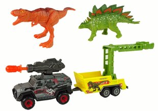 Dinozauru un automobiļa ar piekabi komplekts Dino Hunter, pelēks цена и информация | Игрушки для мальчиков | 220.lv