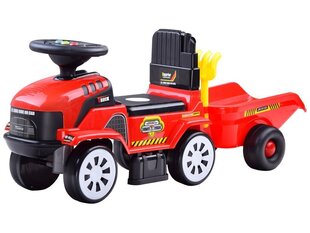 Paspiriamas traktorius su priekaba, garsais ir šviesom, raudonas цена и информация | Игрушки для малышей | 220.lv