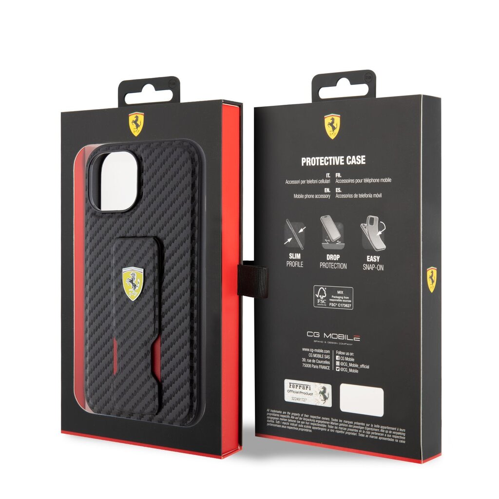 Ferrari Carbon Grip Stand cena un informācija | Telefonu vāciņi, maciņi | 220.lv