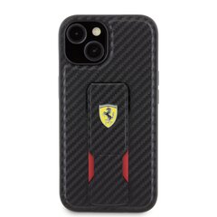 Ferrari Carbon Grip Stand Case for iPhone 15 Black цена и информация | Чехлы для телефонов | 220.lv