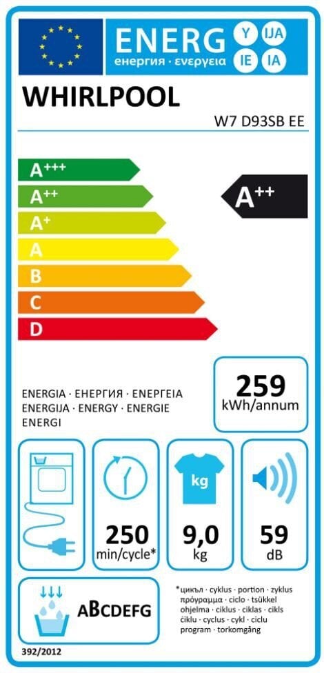 Whirlpool W7D93SBEE цена и информация | Veļas žāvētāji | 220.lv