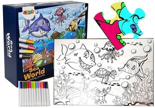 Krāsojamā puzle Jūras dzīvnieki ar marķieriem, 24 gab. cena un informācija | Attīstošās rotaļlietas | 220.lv