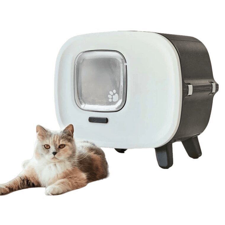 Kaķu tualete ar nolaižamu vāku, filtru un atvilktni cena un informācija | Kaķu tualetes | 220.lv