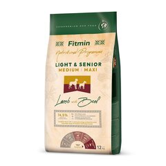 Fitmin Dog Nutritional Programme Medium Maxi Light Senior vecākiem vidēju un lielu šķirņu suņiem, ar jēra un liellopu gaļu, 12 kg cena un informācija | Sausā barība suņiem | 220.lv