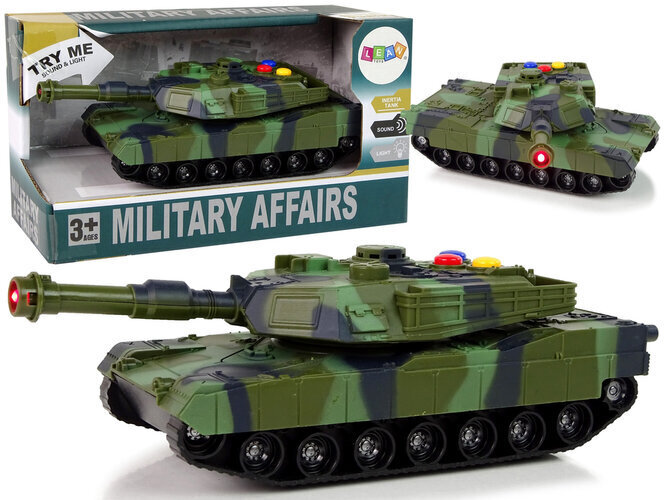 Militārais tanks ar skaņām un gaismām Lean Toys, zaļš цена и информация | Rotaļlietas zēniem | 220.lv