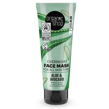Nakts sejas maska ​​Organic Shop Night Face Mask Avokado, 75 ml cena un informācija | Sejas maskas, acu maskas | 220.lv