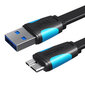 Vention VAS-A12-B025, Flat USB 3.0 A to Micro-B, 0.25 m цена и информация | Kabeļi un vadi | 220.lv