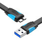 Vention VAS-A12-B025, Flat USB 3.0 A to Micro-B, 0.25 m cena un informācija | Kabeļi un vadi | 220.lv