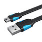 Vention VAS-A14-B050, Flat USB 2.0 A to Mini 5-pin cable 0.5 m cena un informācija | Kabeļi un vadi | 220.lv