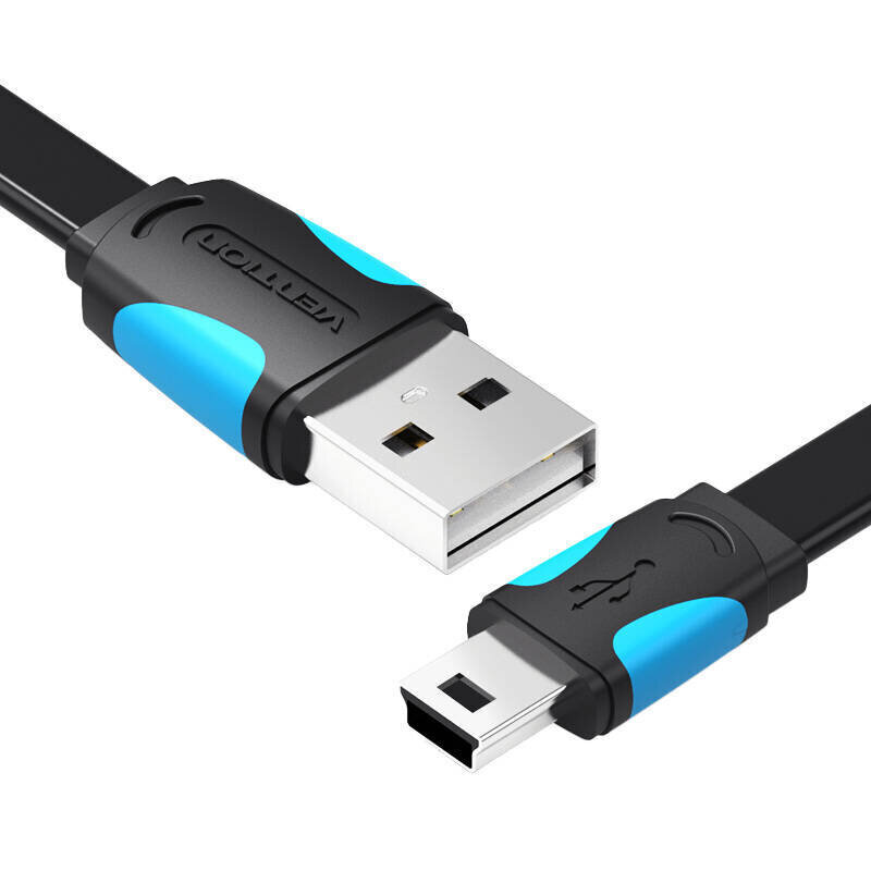Vention VAS-A14-B050, Flat USB 2.0 A to Mini 5-pin cable 0.5 m cena un informācija | Kabeļi un vadi | 220.lv