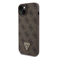 Guess PU 4G Strass Triangle Metal Logo Case for iPhone 15 Plus Brown (Damaged Package) цена и информация | Чехлы для телефонов | 220.lv