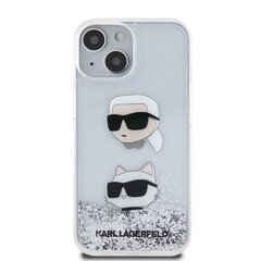 Karl Lagerfeld Liquid Glitter Karl and Choupette Head Case for iPhone 15 Pro Silver цена и информация | Чехлы для телефонов | 220.lv