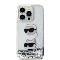 Karl Lagerfeld Liquid Glitter Karl and Choupette Head Case for iPhone 15 Pro Silver цена и информация | Чехлы для телефонов | 220.lv