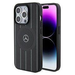 Mercedes MEHMP15L23RHSK iPhone 15 Pro 6.1" czarny|black hardcase Stripes Pattern Leather MagSafe цена и информация | Чехлы для телефонов | 220.lv