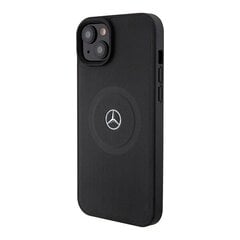 Mercedes MEHMP15S23RMMK iPhone 15 6.1" czarny|black hardcase Crossed Lines Pattern Leather MagSafe цена и информация | Чехлы для телефонов | 220.lv