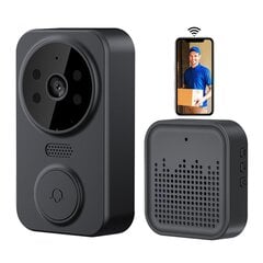 Беспроводной дверной звонок с видеокамерой, черный цена и информация | Дверные звонки, глазки | 220.lv