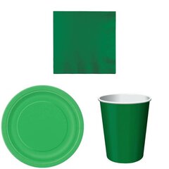 Комплект одноразовой посуды, зелёный, 14 персон  цена и информация | Праздничная одноразовая посуда | 220.lv