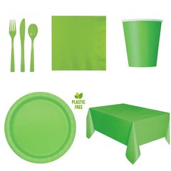 Комплект одноразовой посуды, салатовый, 14 персон  цена и информация | Праздничная одноразовая посуда | 220.lv