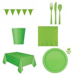 Комплект одноразовой посуды, салатовый, 14 персон  цена и информация | Праздничная одноразовая посуда | 220.lv