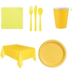 Комплект одноразовой посуды, жёлтый, 12 персон  цена и информация | Праздничная одноразовая посуда | 220.lv